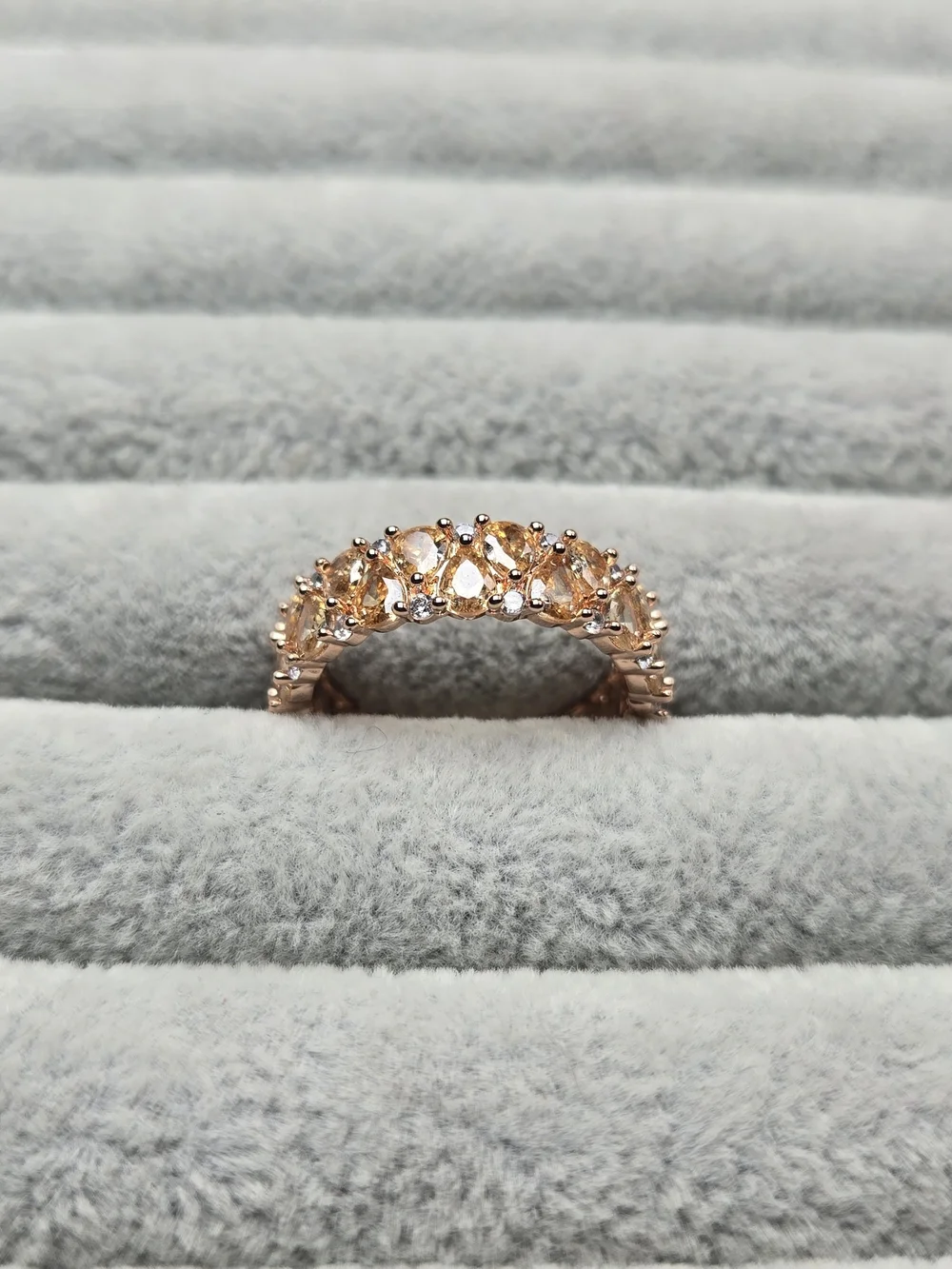 Size 7 Smokey Topaz Cubic Zirconia Rose Gold Plated November Birthday Bomb Party